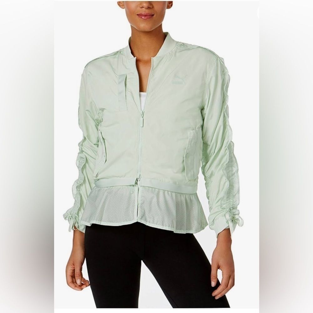 PUMA Womens Fall Lightweight extreme frill Bomber Jacket Green